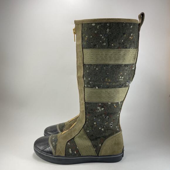 Sorel Sentry Tall Boots Womens Size 8.5 Convertible Green Wool Felt Front Zipper - Picture 3 of 12